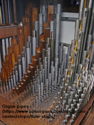 Pipe ranks in a pipe organ